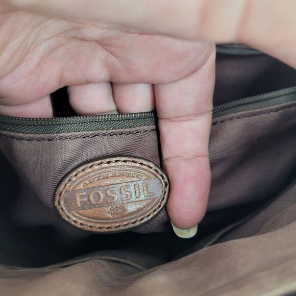 Vtg Fossil Morgan Brown Pebble Leather Crossbody Bag Multiple Pockets Adjustable - Picture 3 of 16